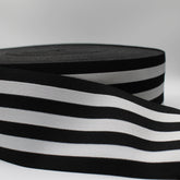 10 meters Striped Elastic 8.5cm White + Black ELA024 - ACCESSOIRES LEDUC BV